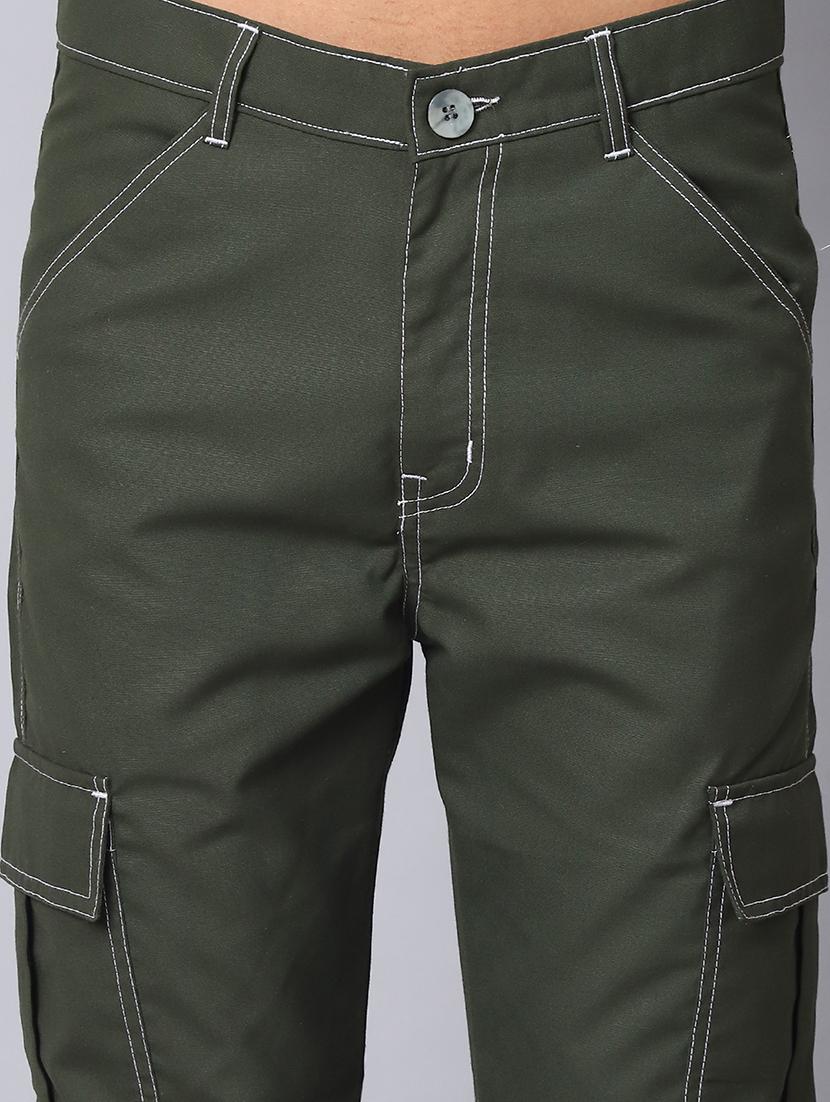 men olive cotton blend cargo pants - 21506911 - Standard Image - 5