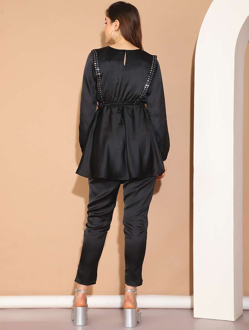 women black self design top and trouser co-ord set - 21506932 -  Standard Image - 3