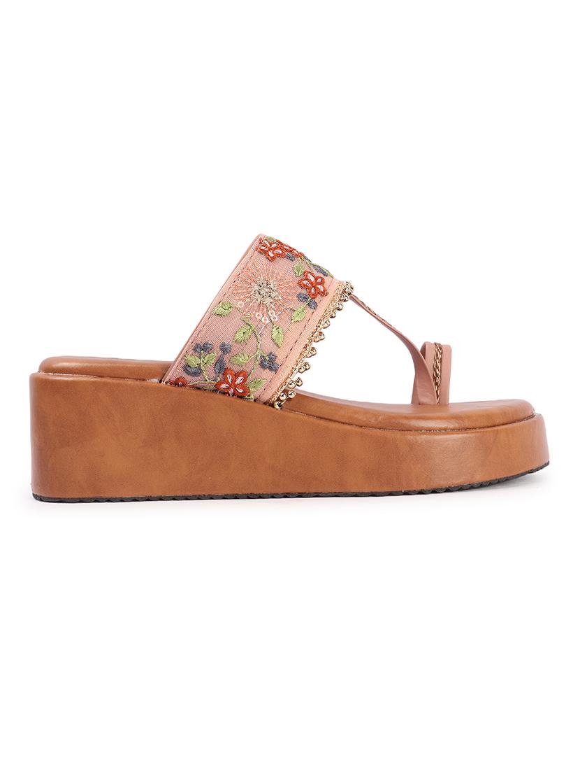 women pink slip on wedges - 21506939 - Standard Image - 3