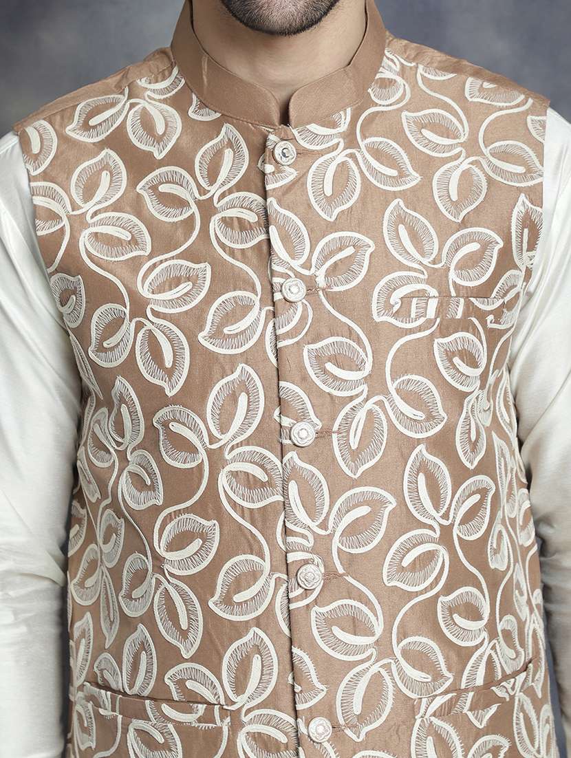 men mandarin neck embroidered nehru jacket - 21506940 -  Standard Image - 5