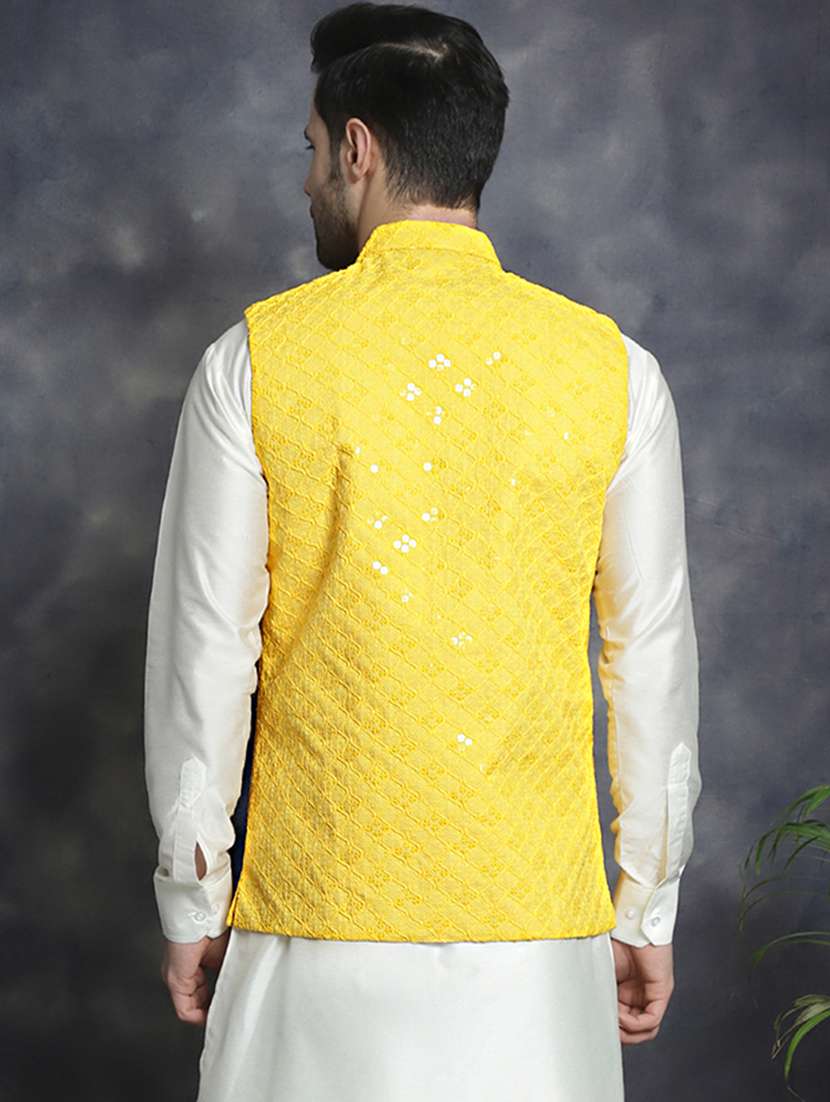 men mandarin neck sequined nehru jacket - 21506945 -  Standard Image - 3