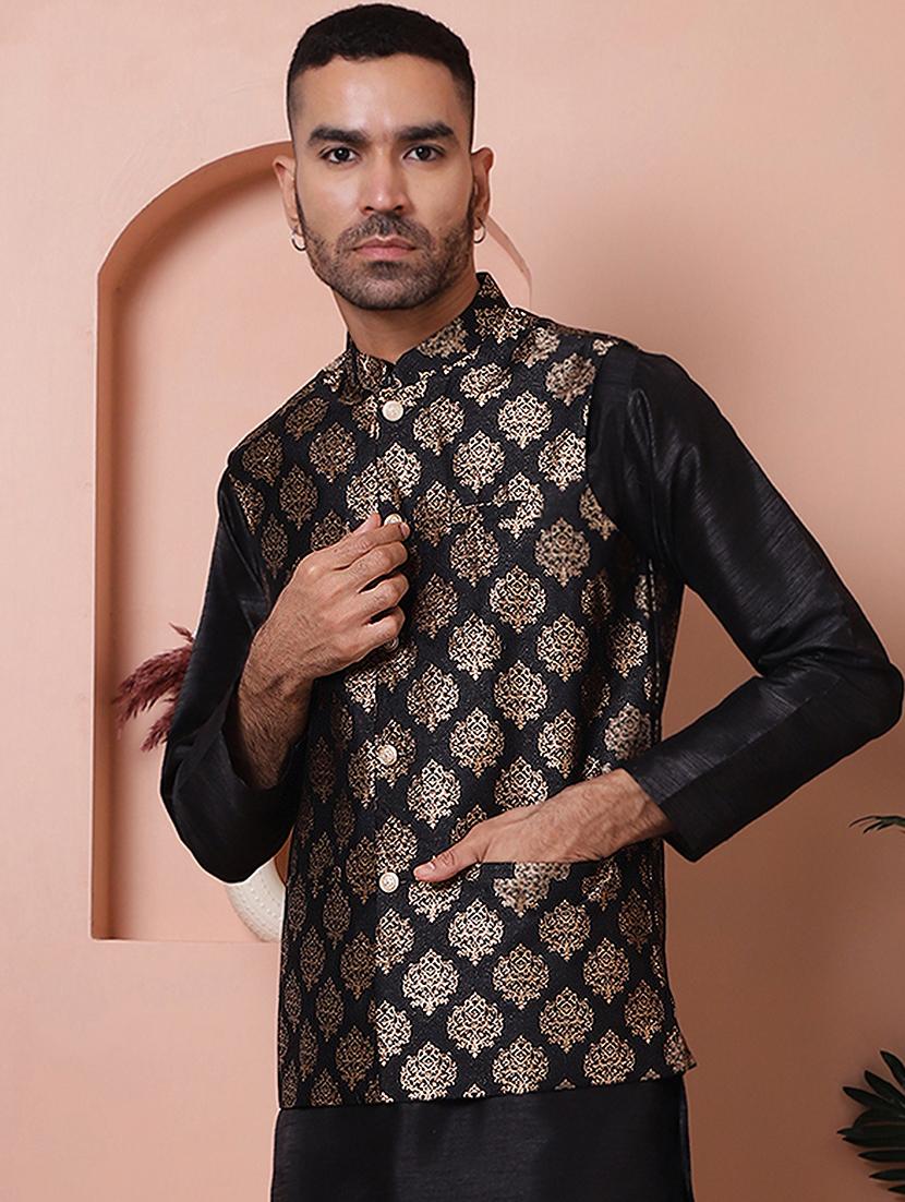 men mandarin neck printed nehru jacket - 21506959 - Zoom Image - 0