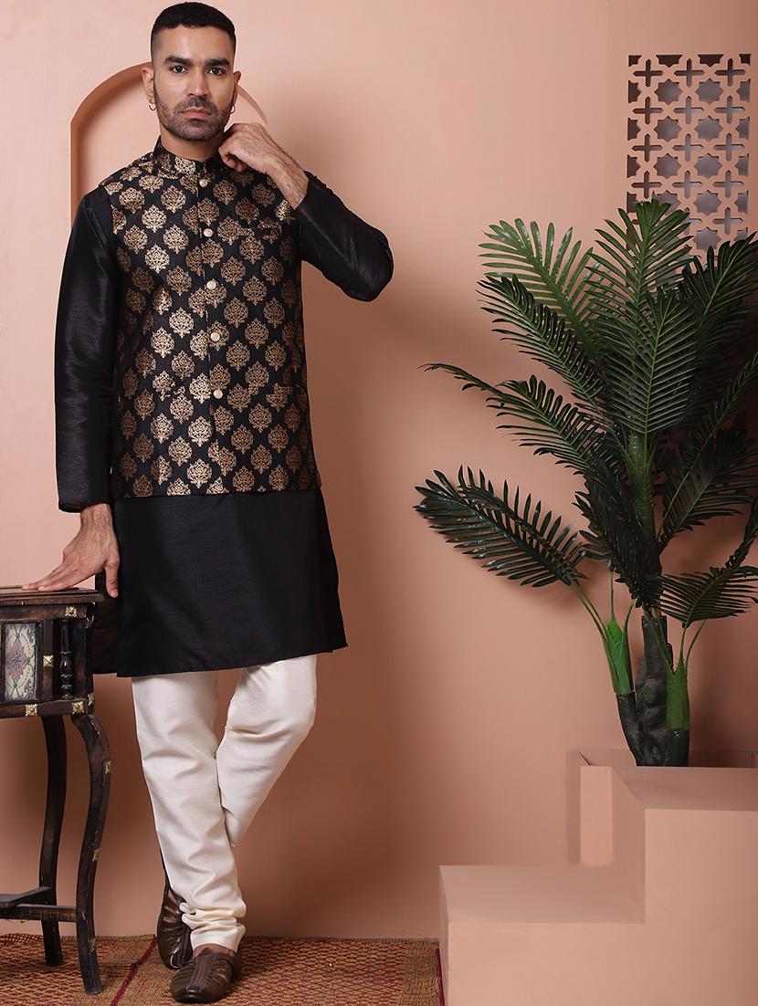 men mandarin neck printed nehru jacket - 21506959 - Standard Image - 3