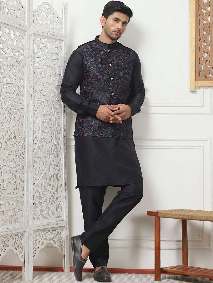 men mandarin neck embroidered nehru jacket - 21506968 -  Standard Image - 3