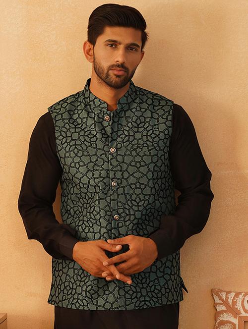 men mandarin neck self design nehru jacket - 21506976 - Standard Image - 0