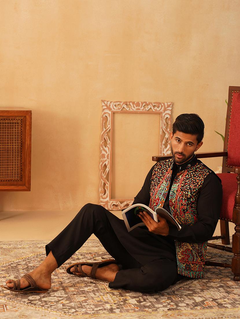 men mandarin neck printed nehru jacket - 21506979 - Standard Image - 3