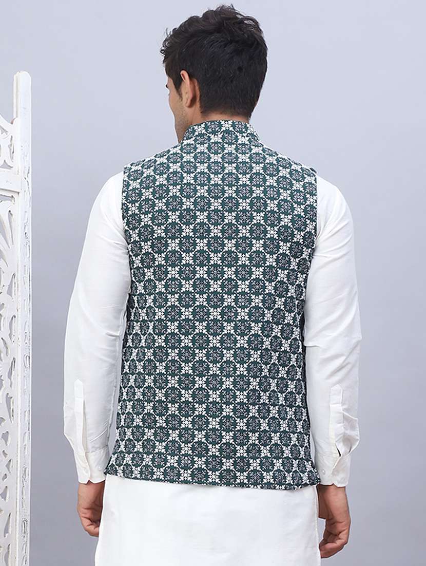 men mandarin neck printed nehru jacket - 21506985 -  Standard Image - 3