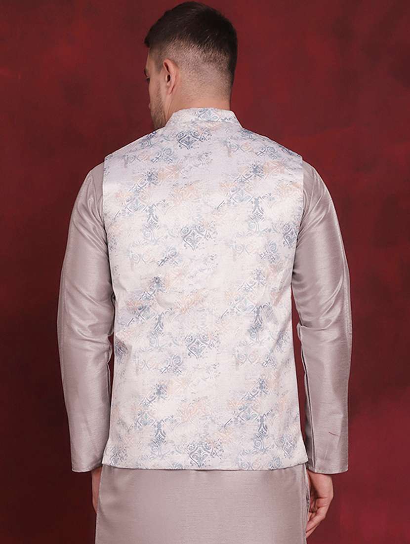 men mandarin neck self design nehru jacket - 21506997 -  Standard Image - 3