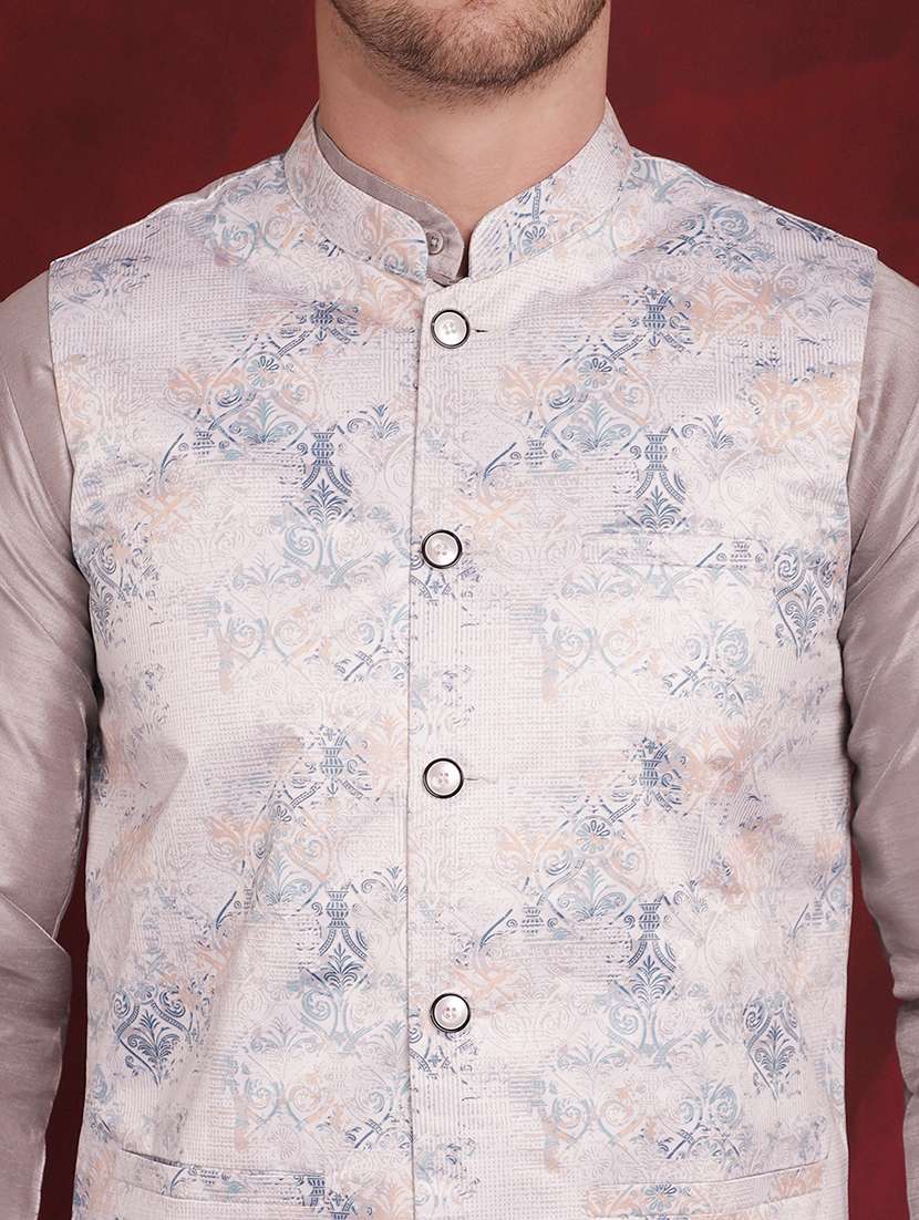men mandarin neck self design nehru jacket - 21506997 -  Standard Image - 5