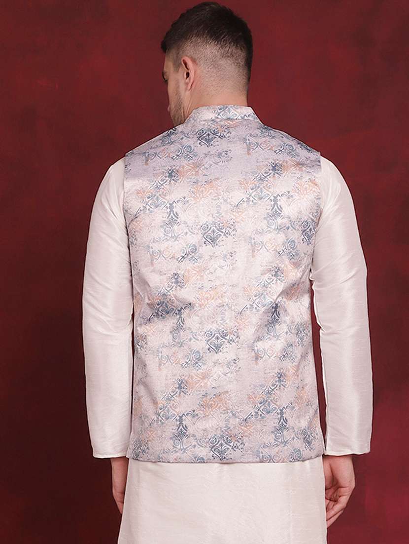 men mandarin neck printed nehru jacket - 21507002 -  Standard Image - 3