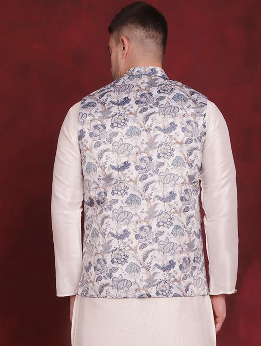men mandarin neck printed nehru jacket - 21507003 - Standard Image - 3