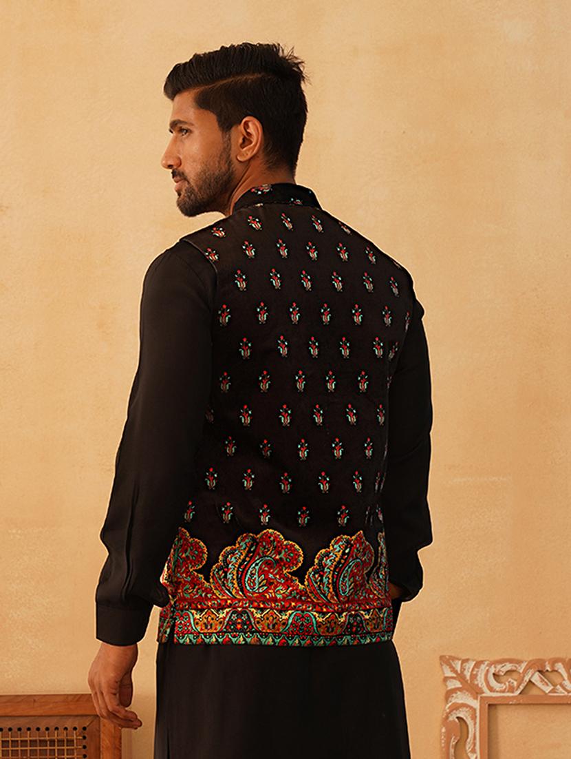 men mandarin neck printed nehru jacket - 21507032 - Standard Image - 3