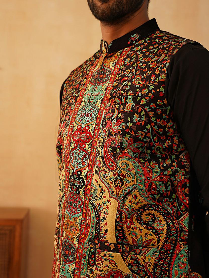 men mandarin neck printed nehru jacket - 21507032 - Standard Image - 5