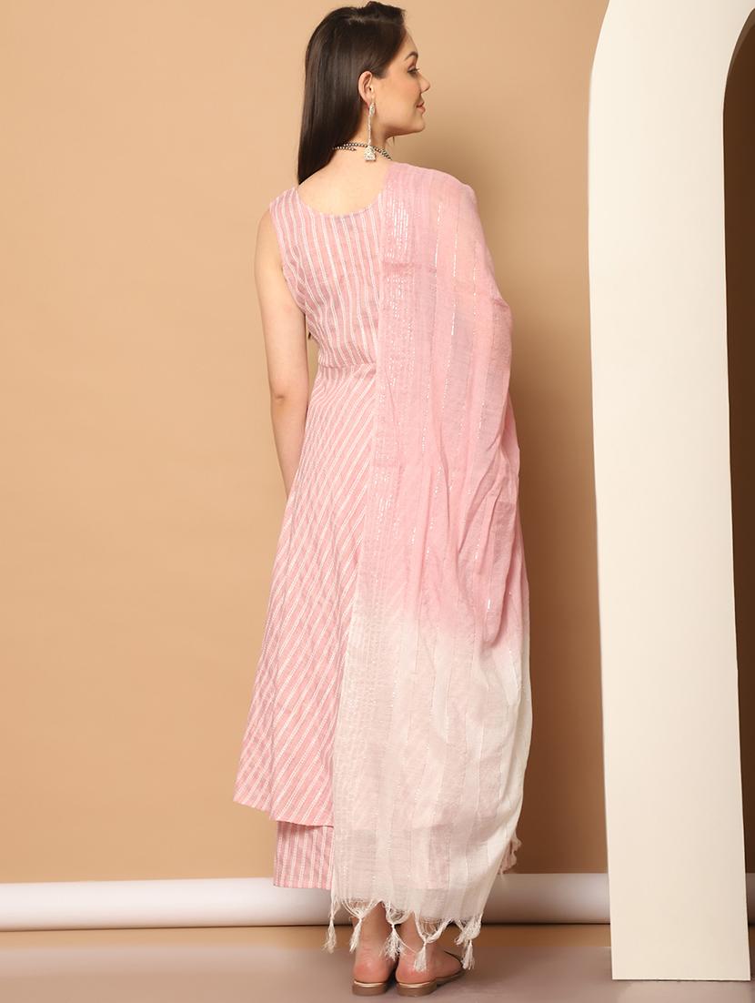 women pink self design suit set - 21507039 - Standard Image - 3