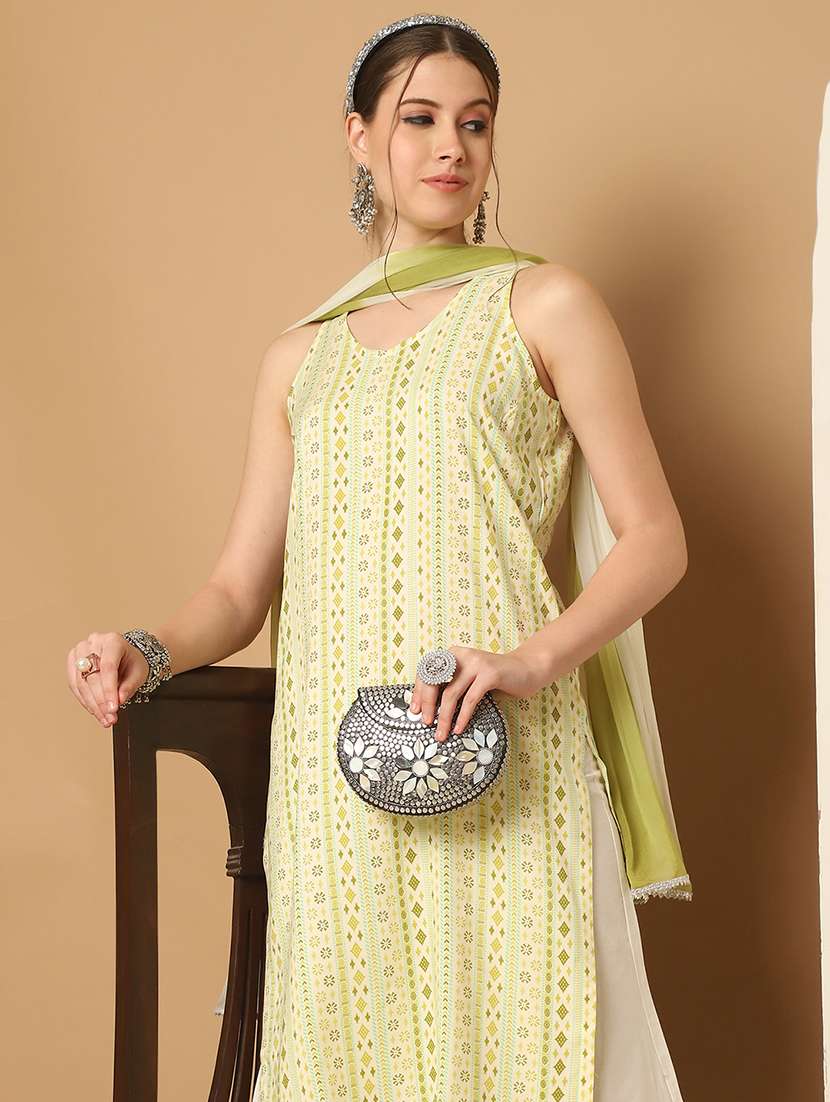 women self design sleeveless kurta palazzo with dupatta set - 21507065 -  Standard Image - 3