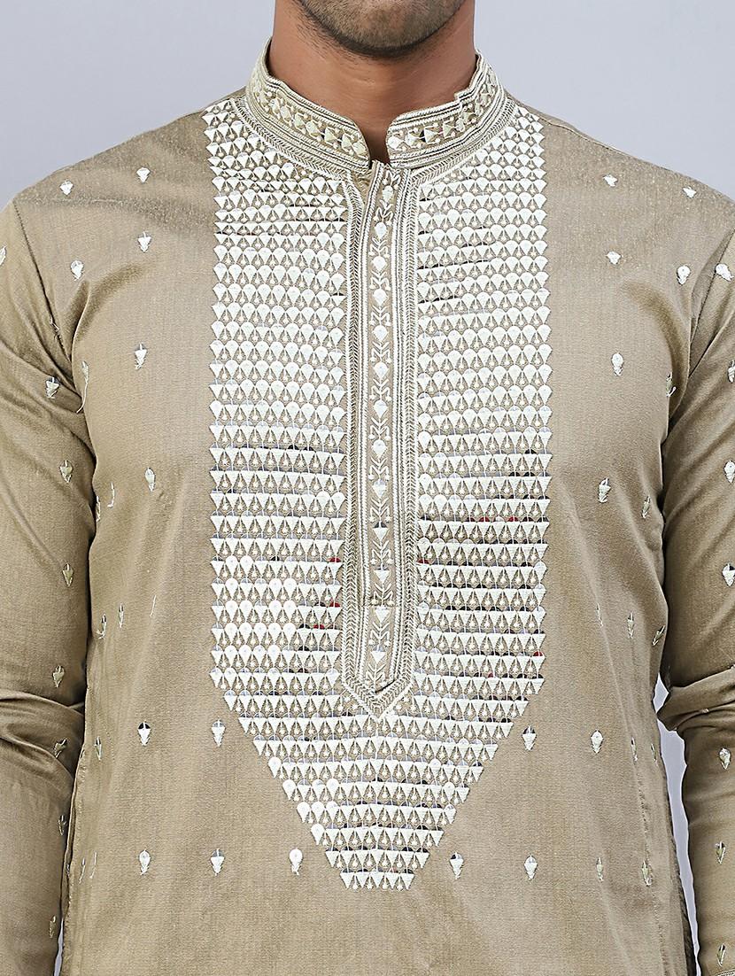 men mandarin neck embroidered long kurta - 21507178 - Standard Image - 5