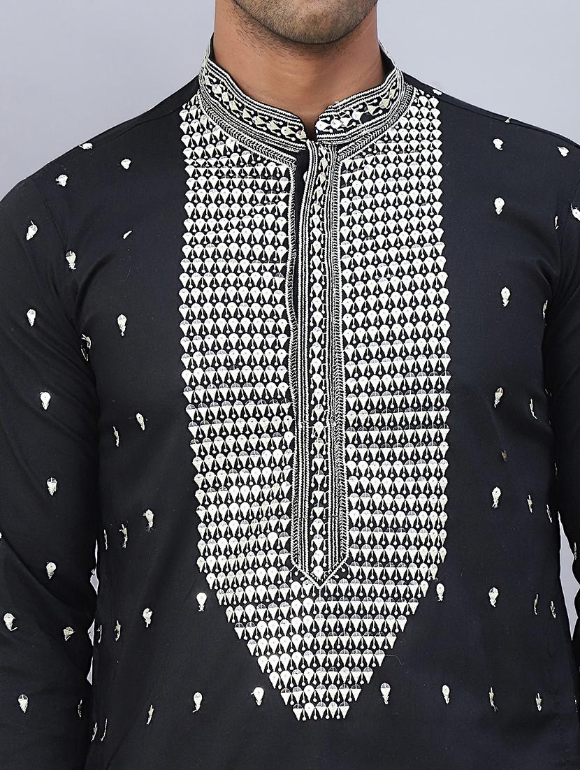 men mandarin neck embroidered long kurta - 21507179 - Standard Image - 5