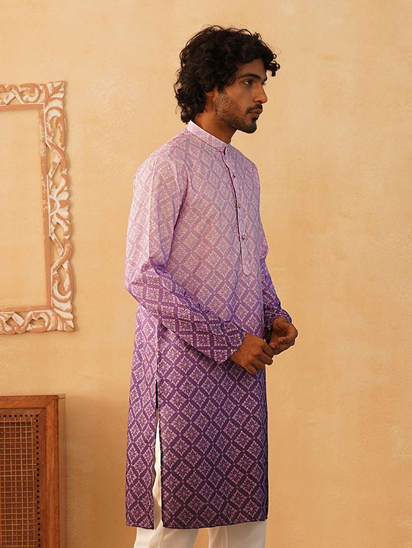 men mandarin neck embroidered long kurta - 21507196 -  Standard Image - 3