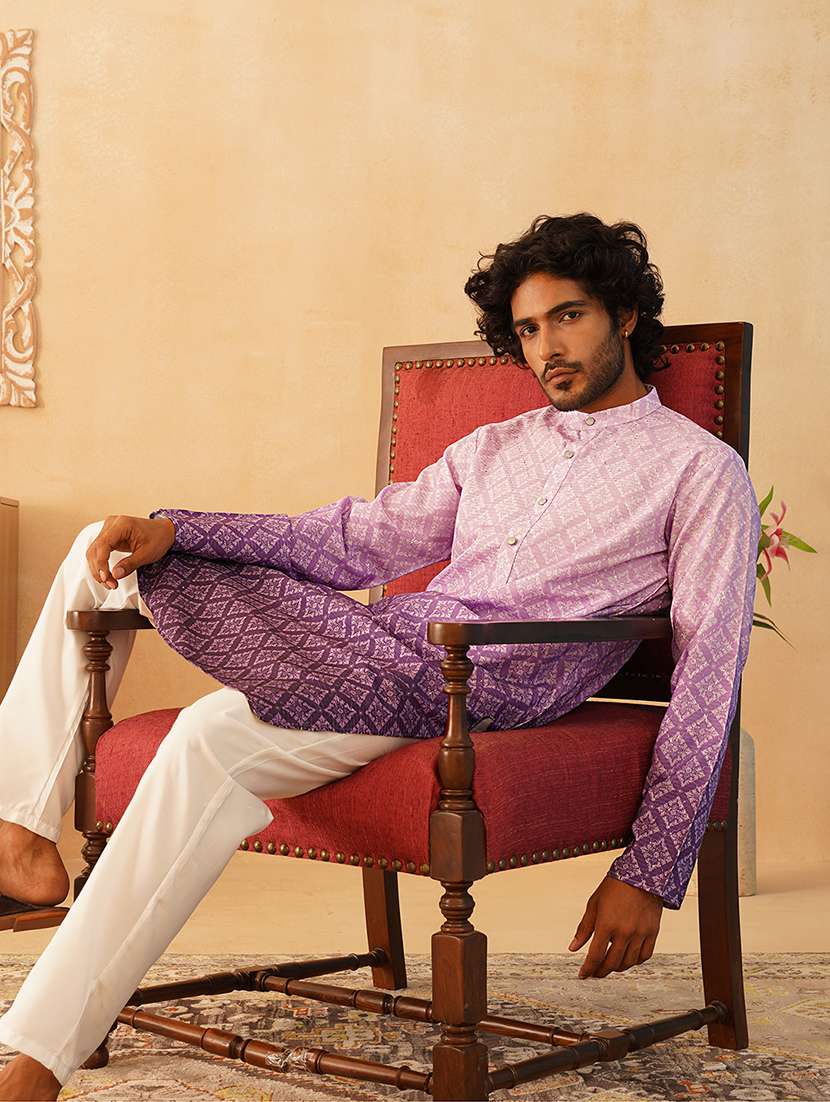 men mandarin neck embroidered long kurta - 21507196 -  Standard Image - 5