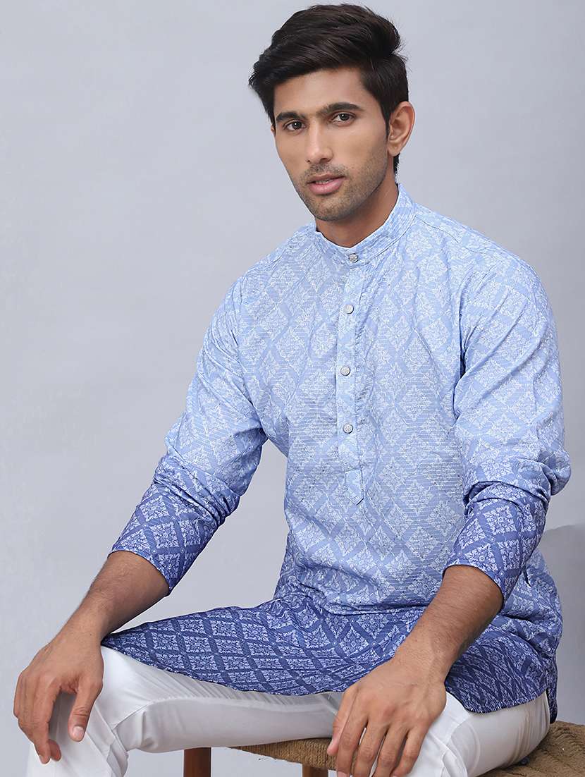 men mandarin neck embroidered long kurta - 21507215 -  Standard Image - 3
