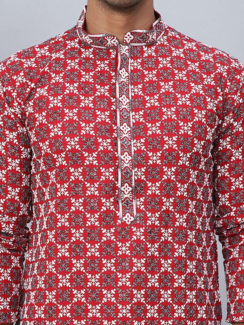men mandarin neck printed long kurta - 21507217 -  Standard Image - 5
