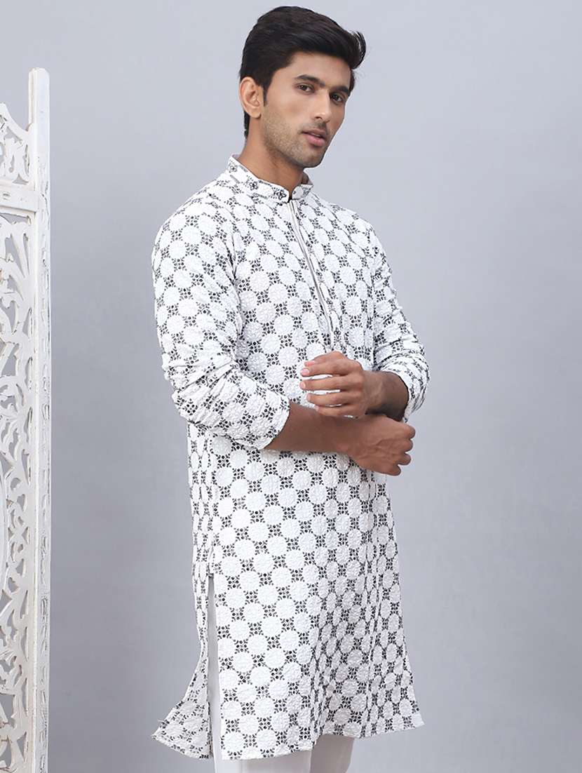 men mandarin neck printed long kurta - 21507221 -  Standard Image - 3