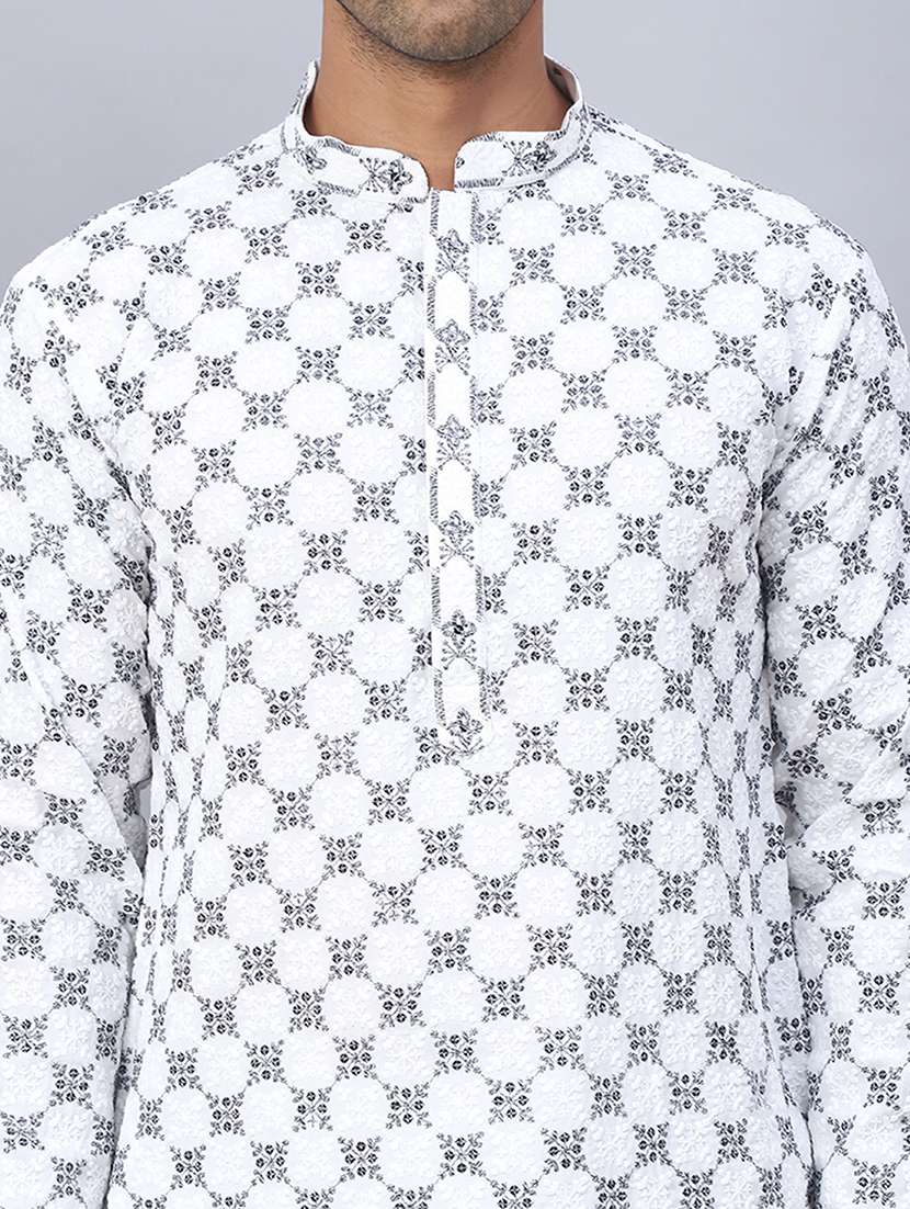 men mandarin neck printed long kurta - 21507221 -  Standard Image - 5