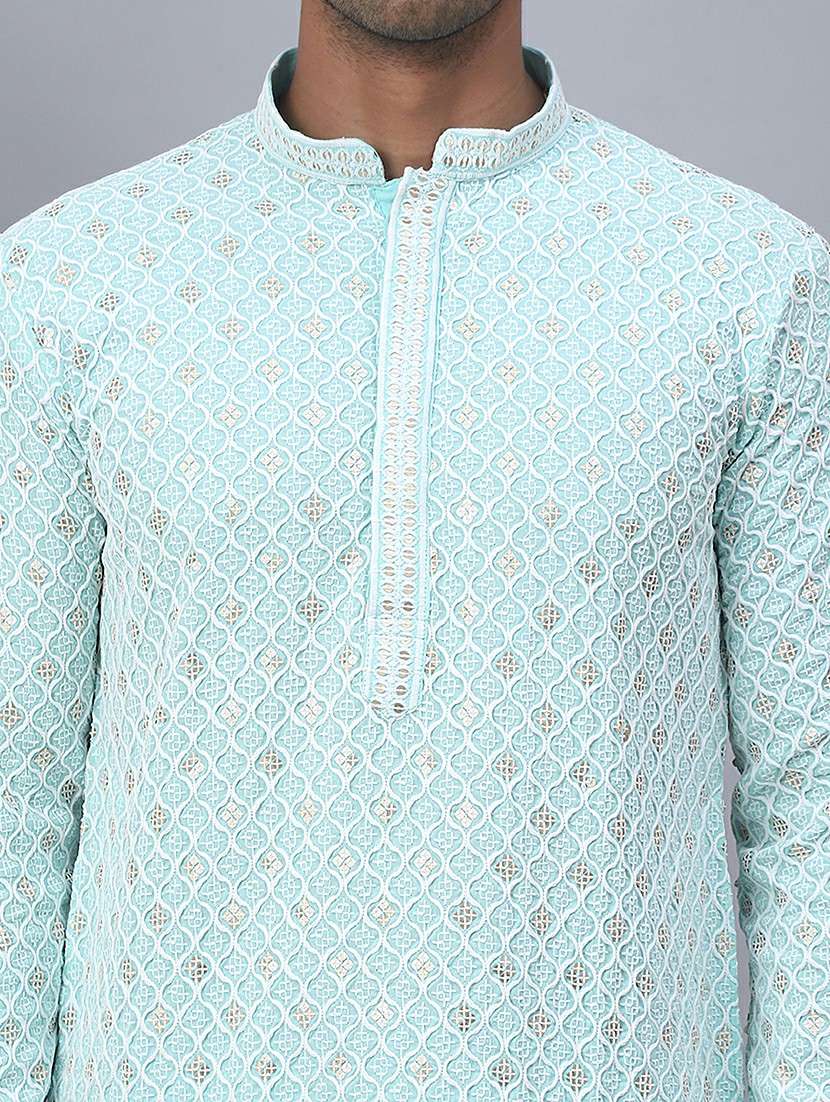 men mandarin neck embroidered long kurta - 21507227 -  Standard Image - 5