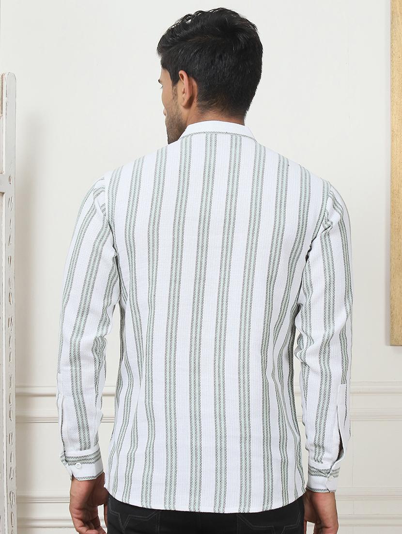 men striped mandarin neck short kurta - 21507230 - Standard Image - 3