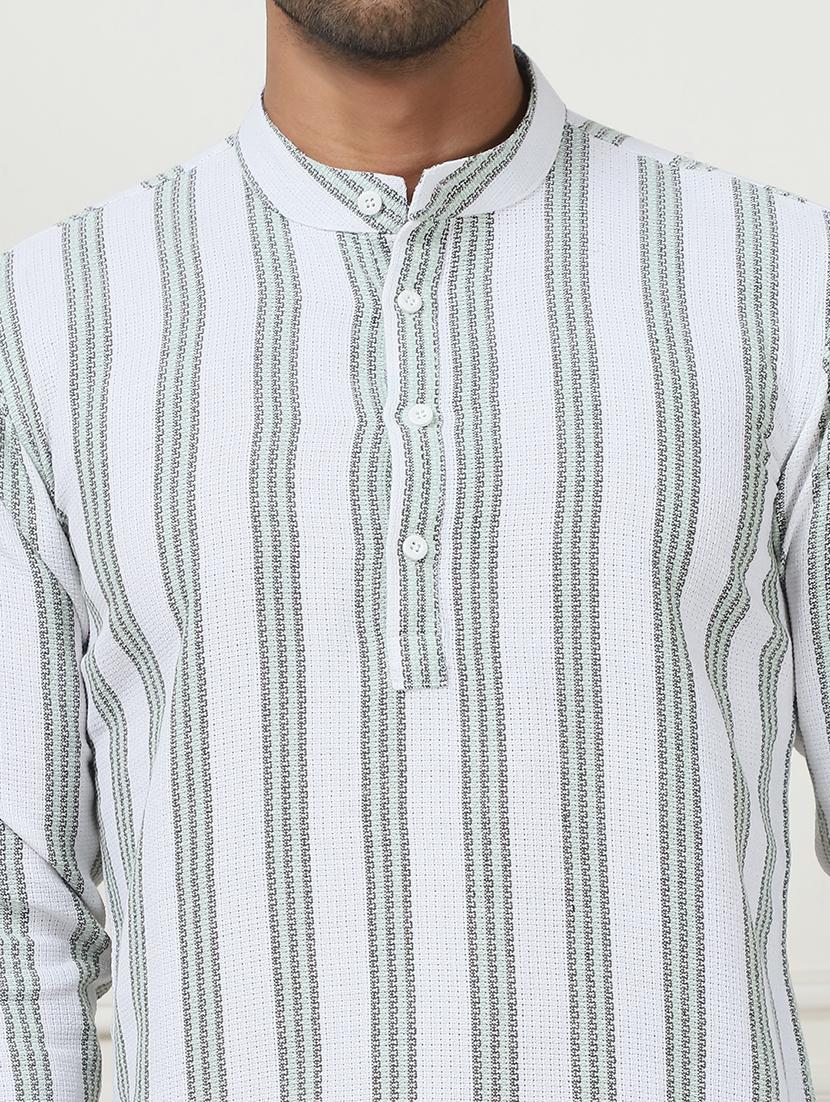 men striped mandarin neck short kurta - 21507230 - Standard Image - 5