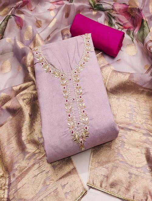 women embellished unstitched suit - 21507281 -  Standard Image - 0