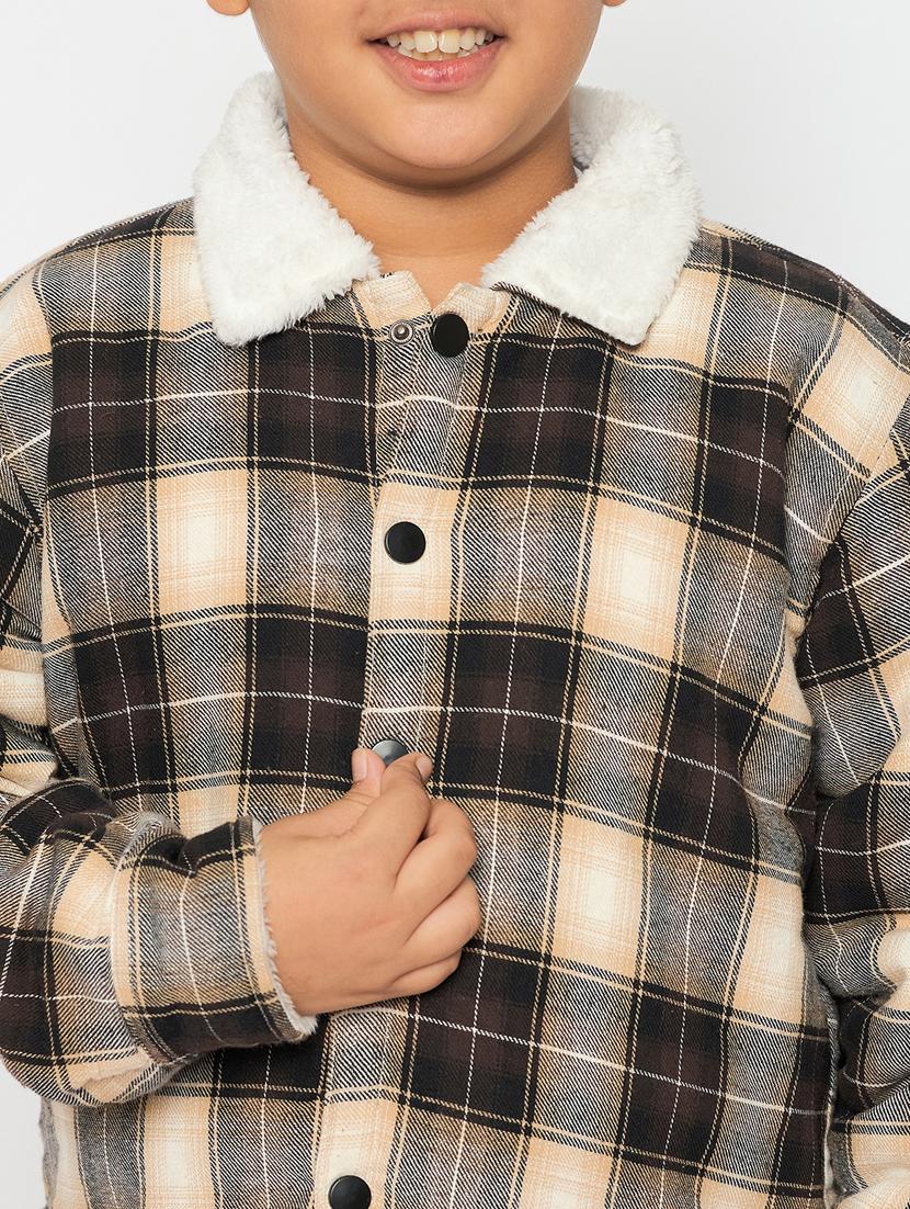 boys long sleeved checkered shacket - 21507406 - Standard Image - 5