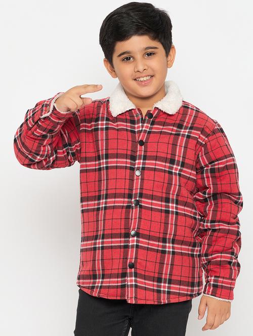 boys long sleeved checkered shacket - 21507407 - Standard Image - 0