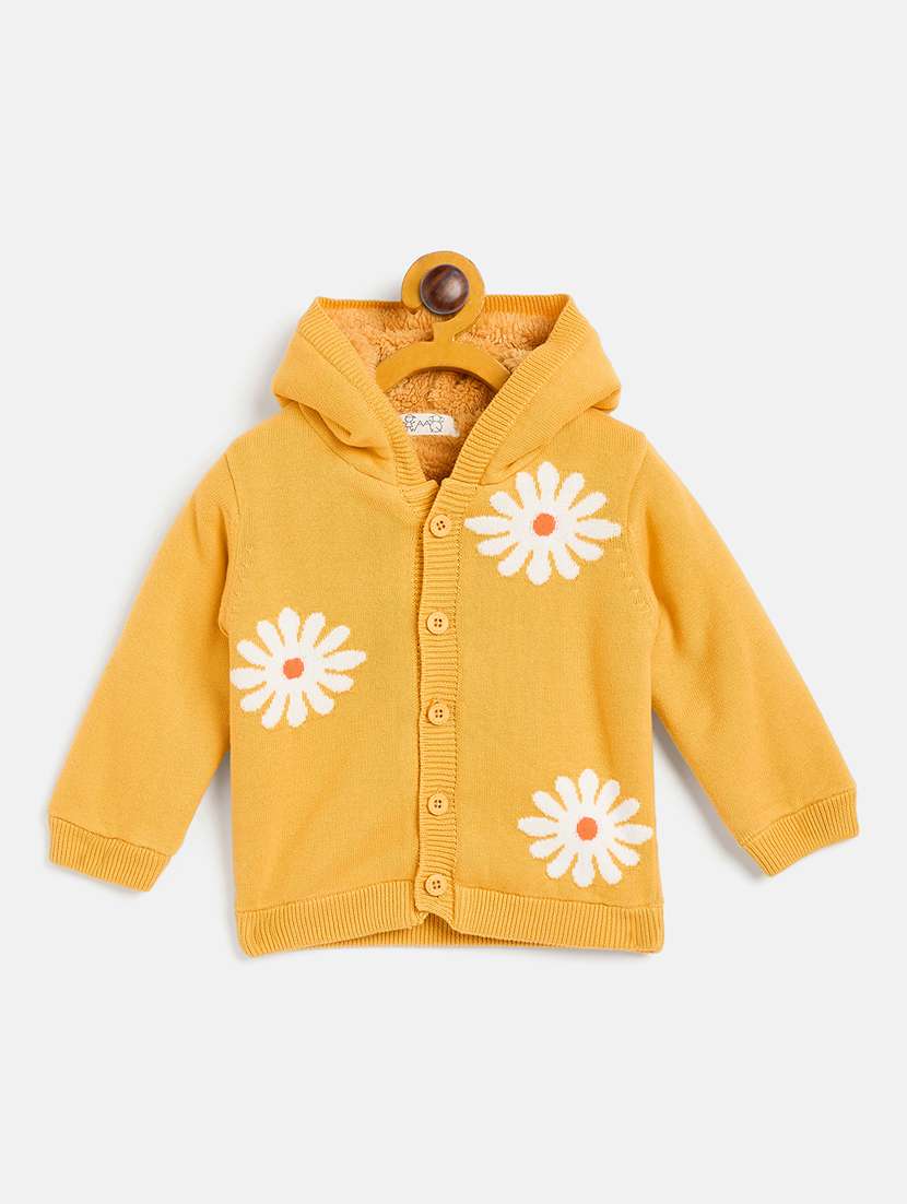 girls yellow self design cotton sweater - 21507448 - Zoom Image - 0