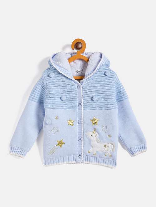 girls light blue cotton sweater - 21507459 - Standard Image - 0