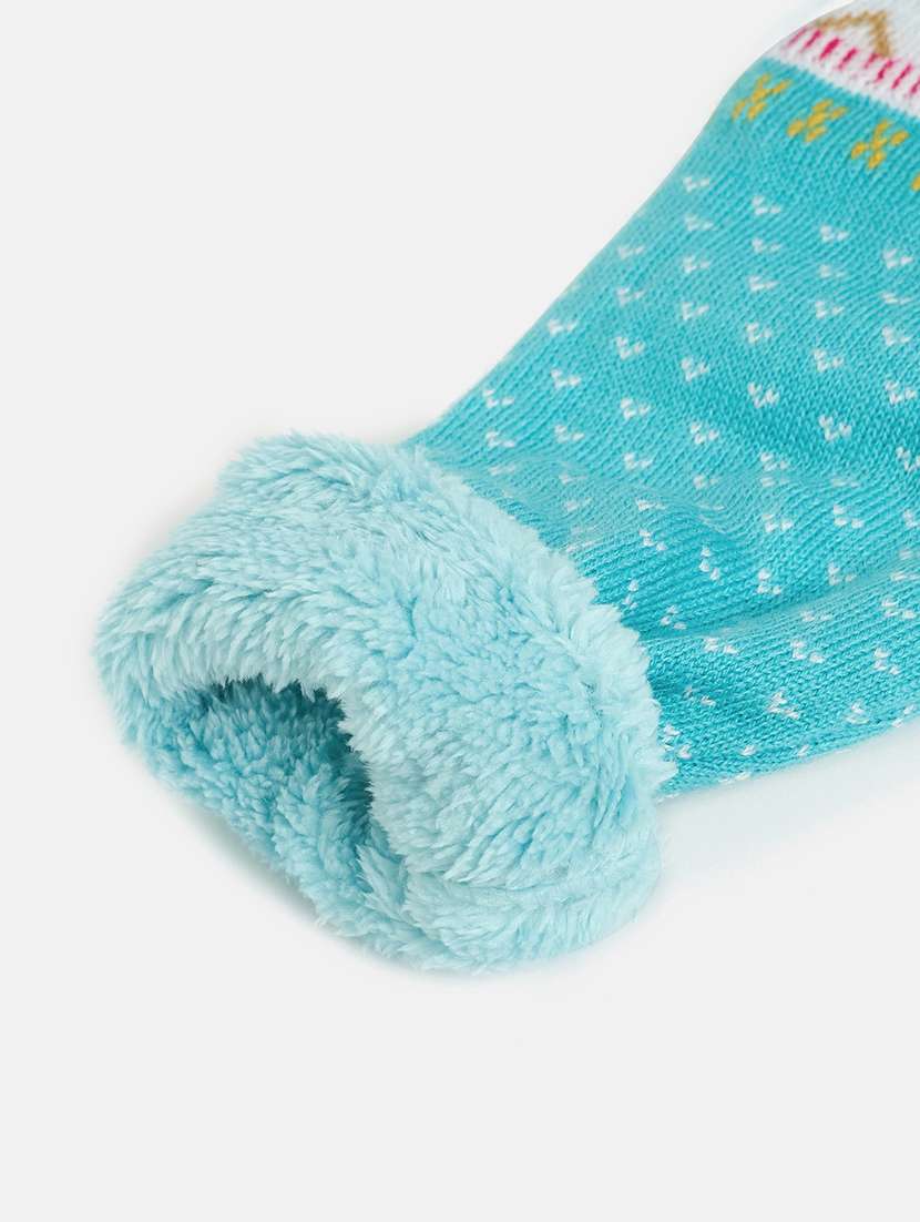 girls sea green self design cotton sweater - 21507474 - Standard Image - 3