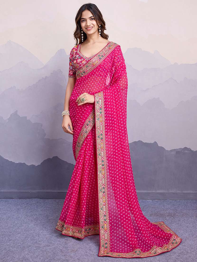 women bandhani printed saree - 21507503 -  Zoom Image - 0