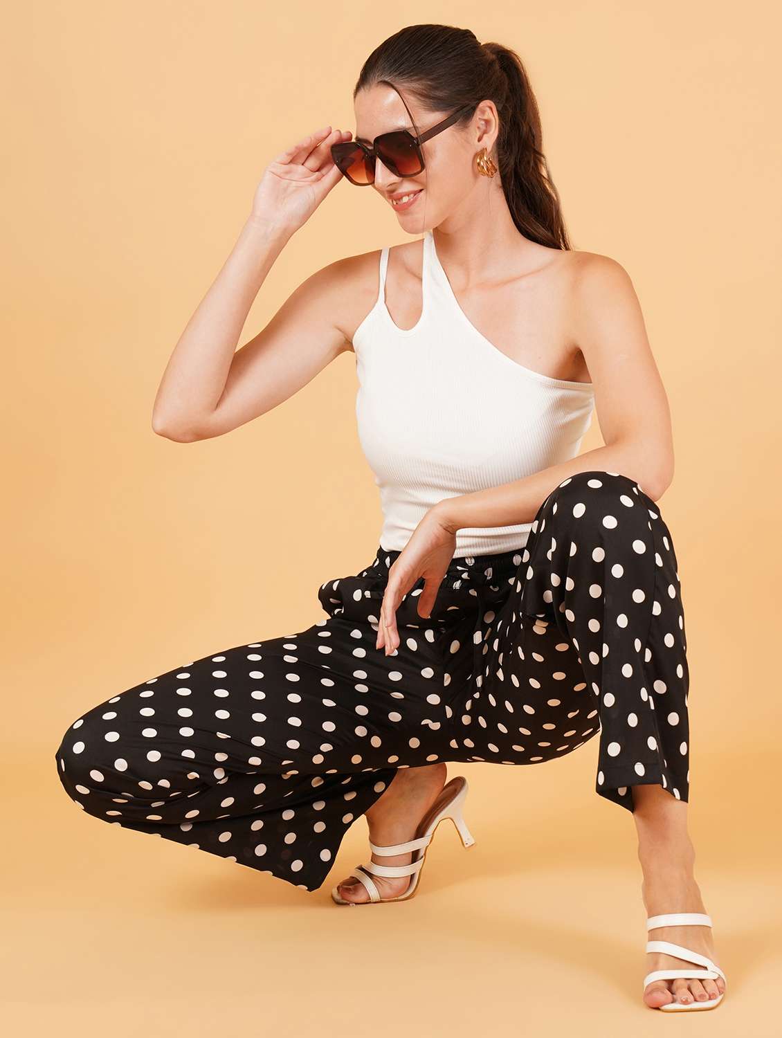 women ankle length polka dot printed palazzo - 21507614 -  Standard Image - 3