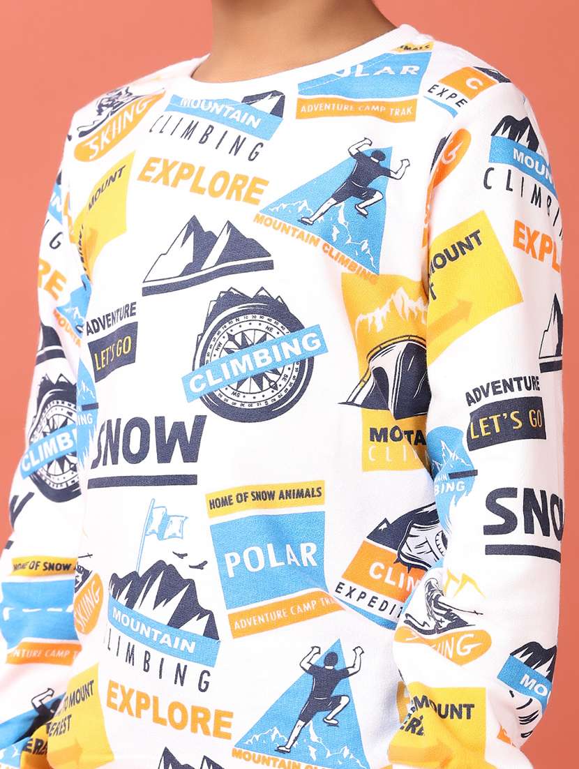 boys white printed full length set  - 21507664 -  Standard Image - 5