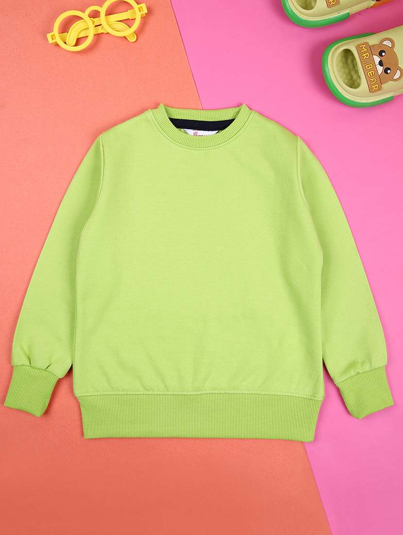 girls solid round neck sweatshirt