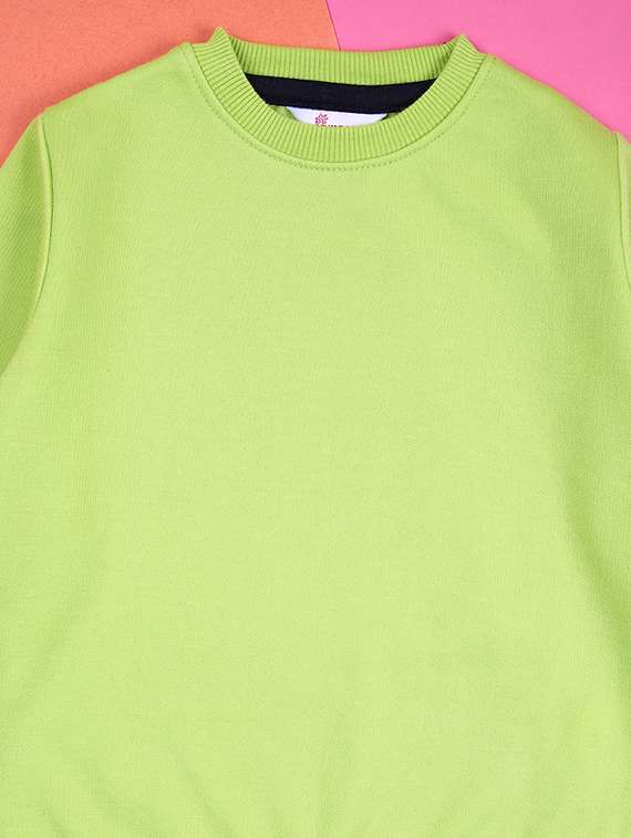 girls solid round neck sweatshirt - 21507669 -  Standard Image - 3