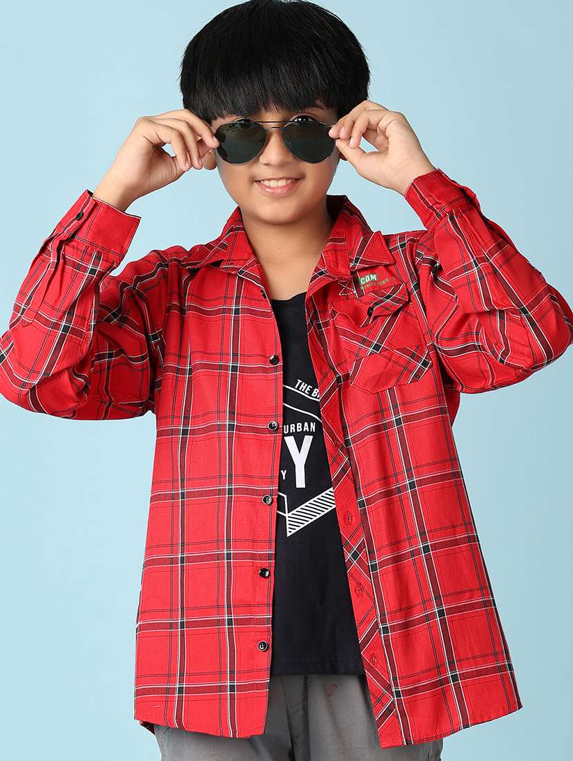 boys checkered long sleeve casual shirt - 21507671 -  Standard Image - 3