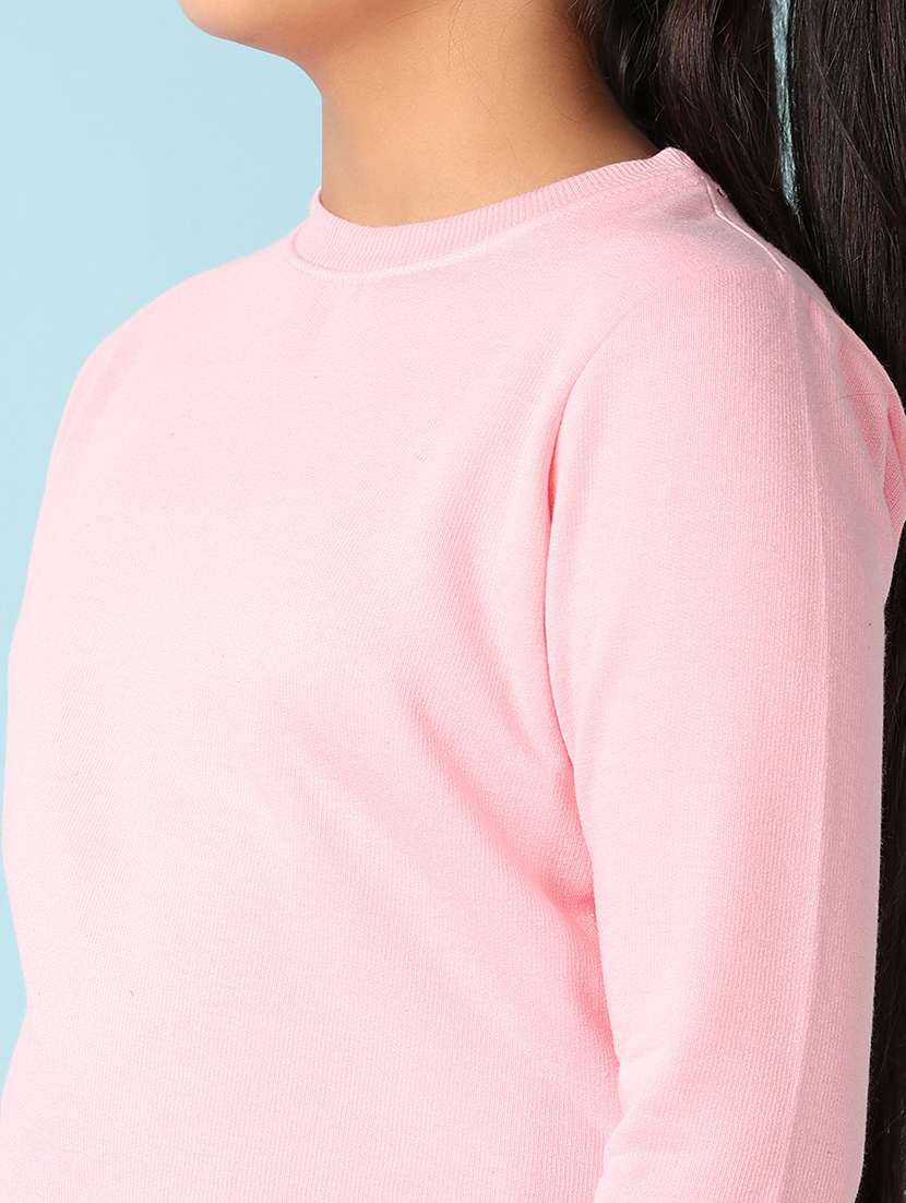 girls solid round neck sweatshirt - 21507672 -  Standard Image - 5