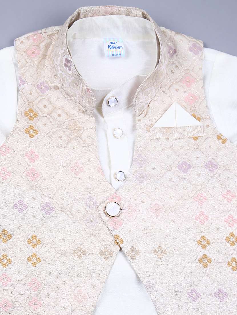 boys white self design kurta set - 21507686 -  Standard Image - 3