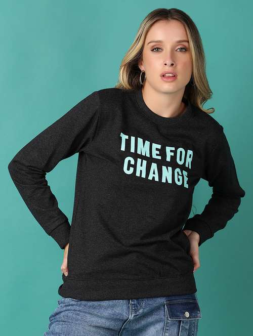 women chest print long sleeve sweatshirt - 21507703 - Standard Image - 0