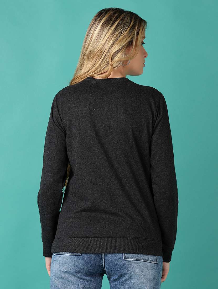 women chest print long sleeve sweatshirt - 21507703 - Standard Image - 3