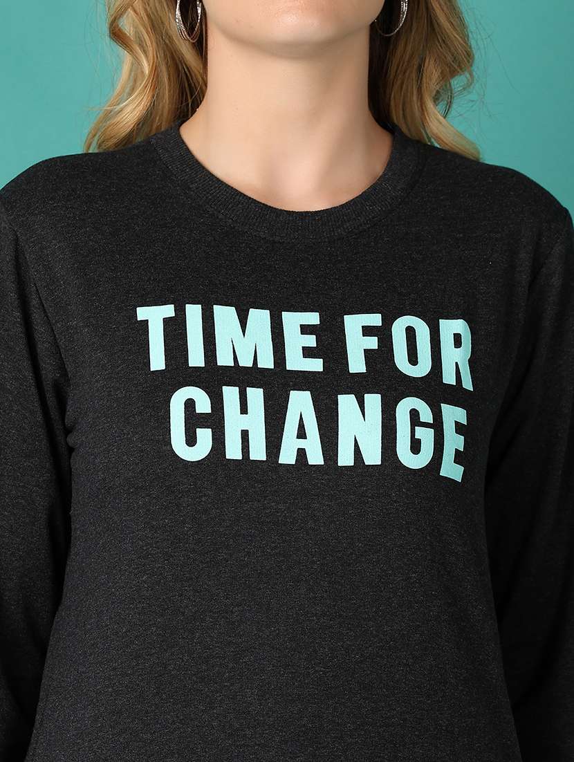 women chest print long sleeve sweatshirt - 21507703 - Standard Image - 5