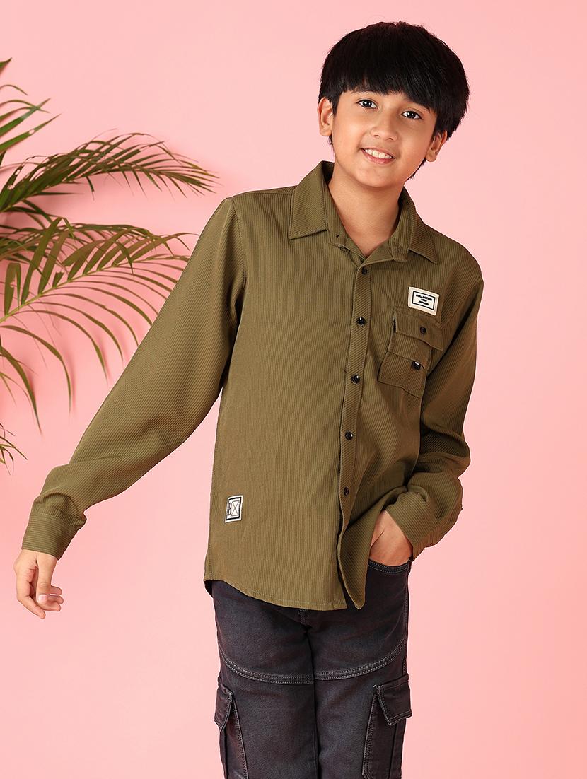 boys solid long sleeve casual shirt - 21507735 - Zoom Image - 0