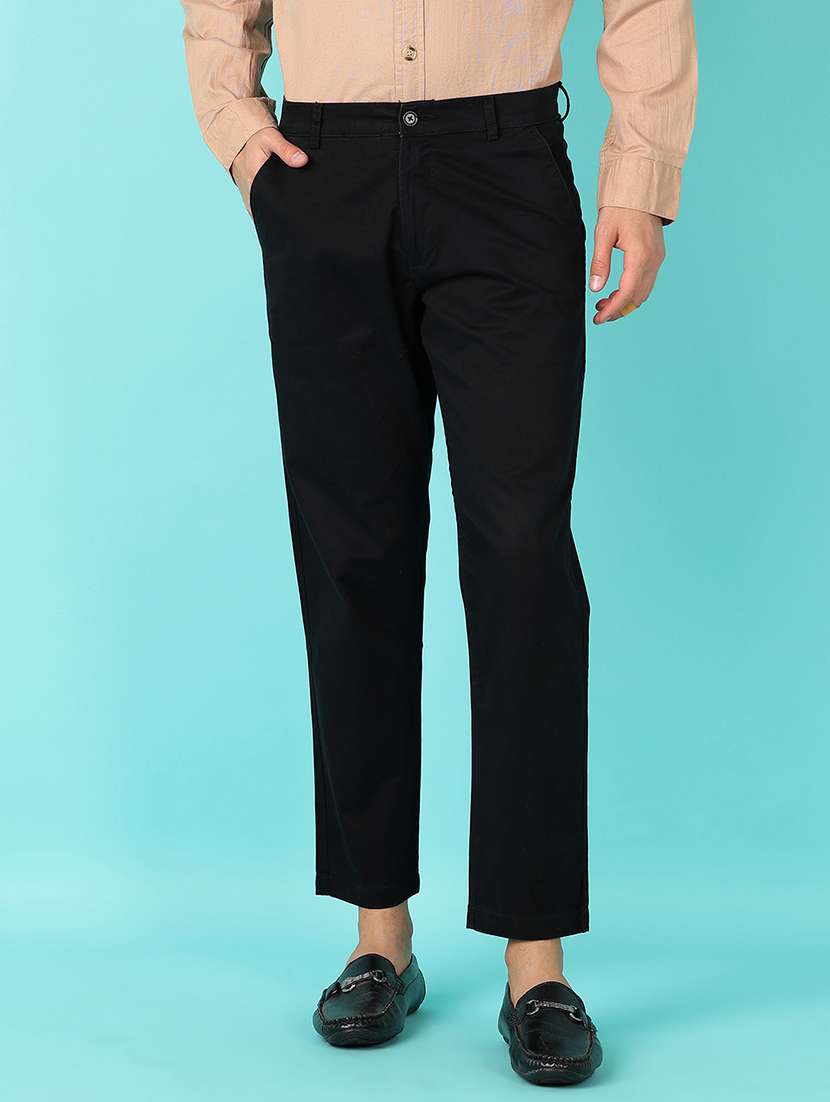 men solid regular fit chinos casual trouser - 21507773 - Zoom Image - 0
