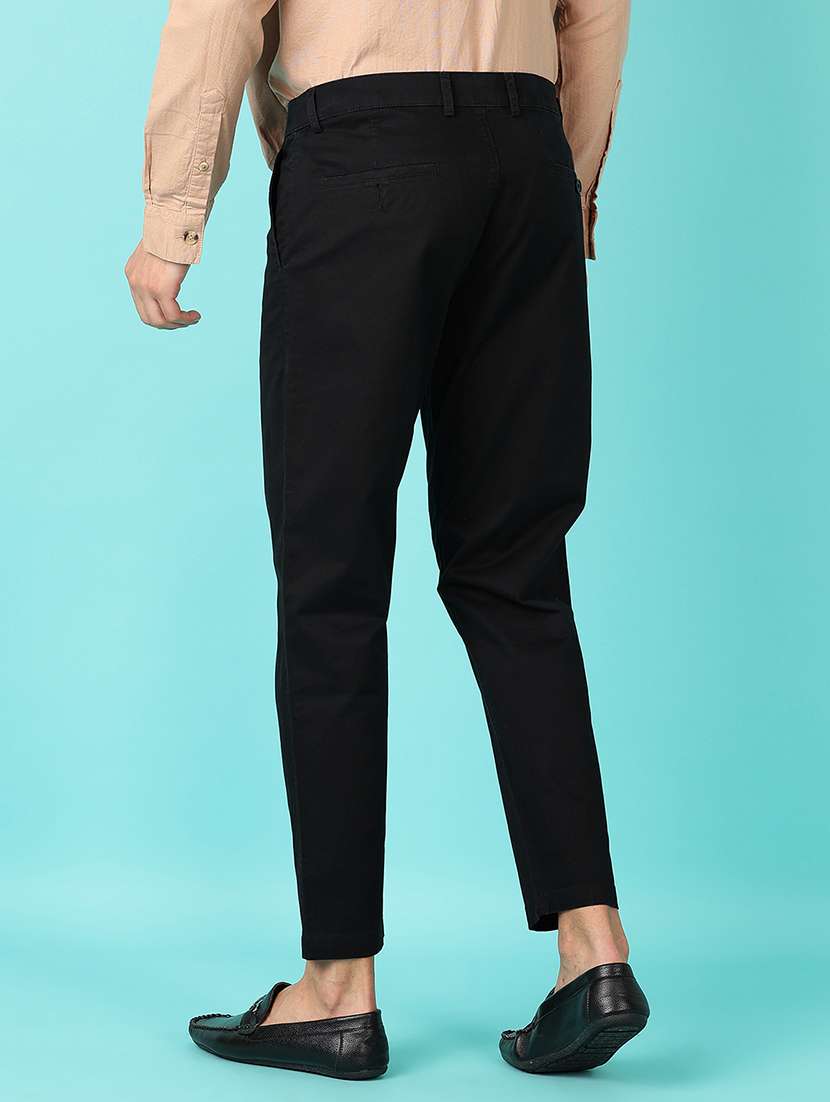 men solid regular fit chinos casual trouser - 21507773 - Standard Image - 3